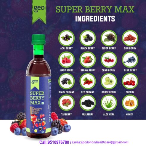 GEO Natural Super Berry Max Juice Concentrate For Immunity Booster, Heart Health And Beauty Mixed Fruit