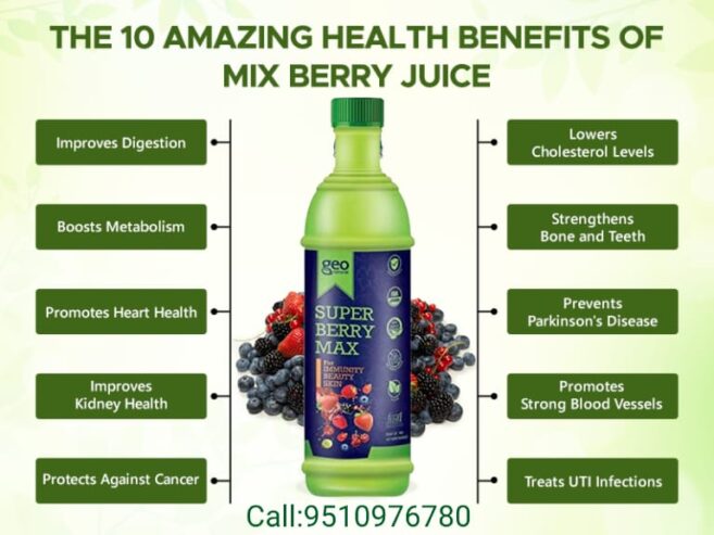 GEO Natural Super Berry Max Juice Concentrate For Immunity Booster, Heart Health And Beauty Mixed Fruit