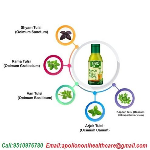 GEO Natural Panch Tulsi: Concentrated Extract Drops of 5 Rare Tulsi for Natural Immunity Boosting & Cough and Cold Relief